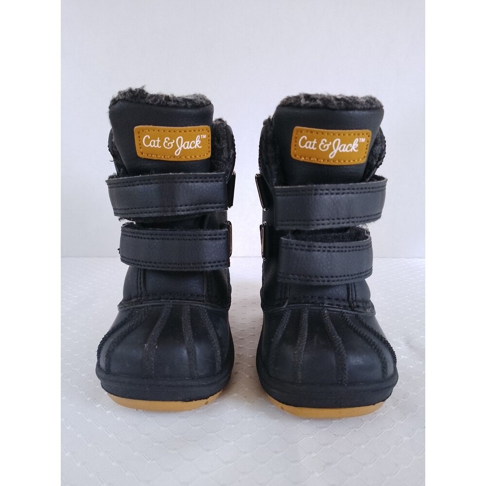 Cat & Jack Denver Toddler Boots Size 5 Black Waterproof Winter Snow Faux Fur
